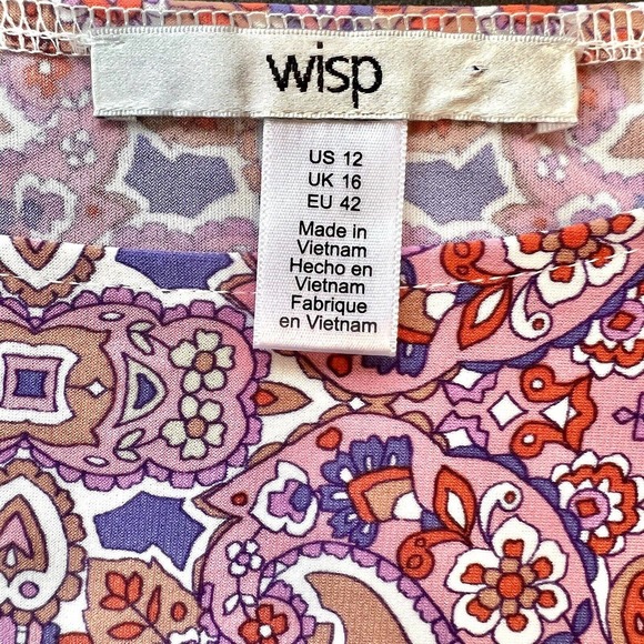 Wisp Knit Dress Size 12 Pink Paisley Sheath Boat Neck Long Sleeve Pullover - Picture 9 of 11